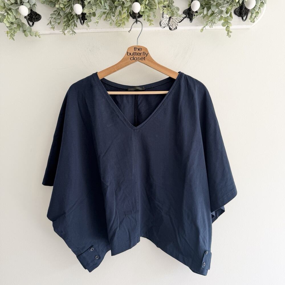 Zara Navy Cotton Cape Style Shirt Large basic slouchy KD